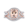 Thumbnail Image 3 of Previously Owned - Cushion-Cut Morganite and 1/4 CT. T.W. Diamond Frame Bridal Set in 10K Rose Gold