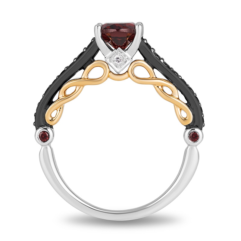 Previously Owned - Enchanted Disney Villains Evil Queen Garnet and 1/4 CT. T.W. Diamond Ring in Sterling Silver