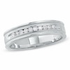 Thumbnail Image 1 of Previously Owned - Men's 1/4 CT. T.W. Diamond Channel Milgrain Band in 14K White Gold