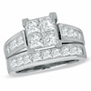 Thumbnail Image 1 of Previously Owned - 3 CT. T.W. Quad Square-Cut Diamond Bridal Set in 14K White Gold