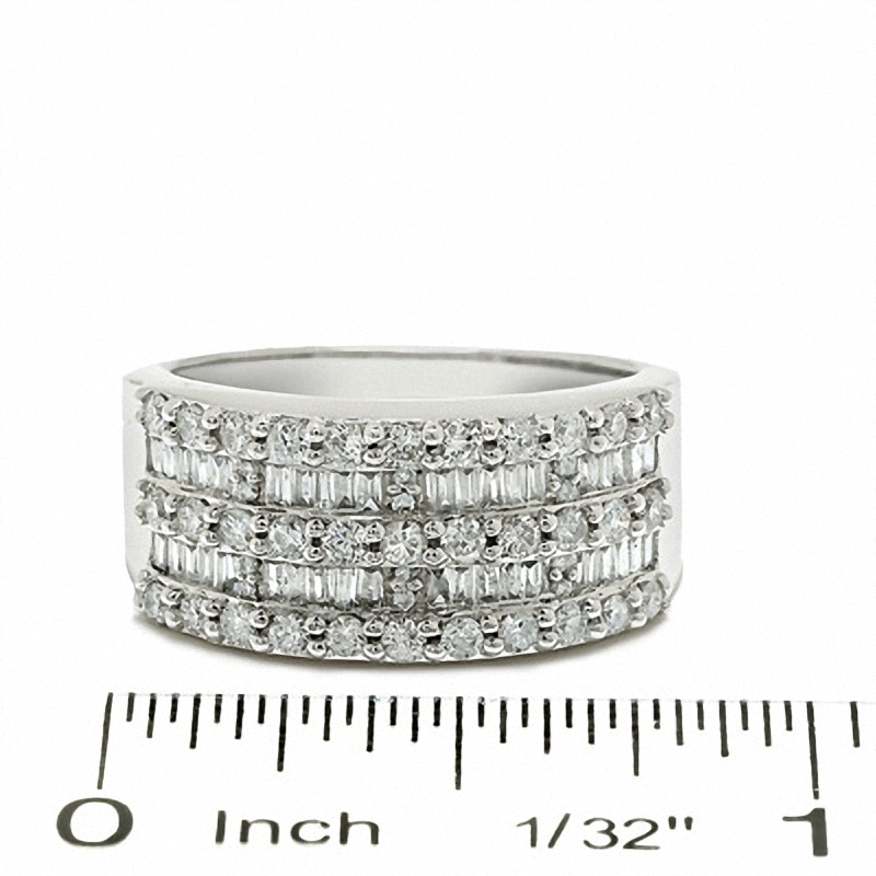 Main Image 3 of Previously Owned - 1 CT. T.W. Round and Baguette Diamond Band in 14K White Gold