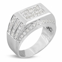 Previously Owned - Men's 1-7/8 CT. T.W. Rectangle Diamond Ring in 14K White Gold