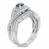 Thumbnail Image 2 of Previously Owned - 1/2 CT. T.W. Enhanced Blue and White Diamond Vintage-Style Bridal Set in 14K White Gold