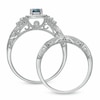 Thumbnail Image 3 of Previously Owned - 1/2 CT. T.W. Enhanced Blue and White Diamond Vintage-Style Bridal Set in 14K White Gold