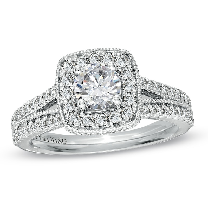 Previously Owned - Vera Wang Love Collection 1-1/3 CT. T.W. Diamond Split Shank Engagement Ring in 14K White Gold
