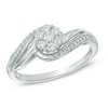 Thumbnail Image 0 of Previously Owned - 1/3 CT. T.W. Cluster Swirl Engagement Ring in 10K White Gold