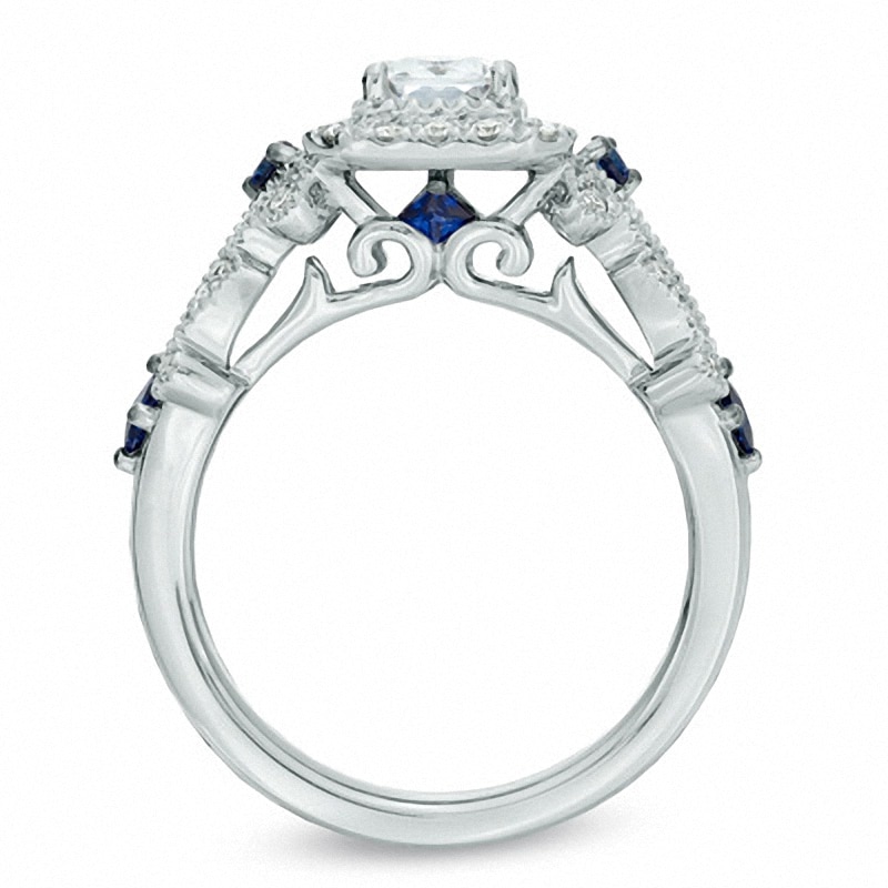 Main Image 3 of Previously Owned - Vera Wang Love Collection 1-1/8 CT. T.W. Emerald-Cut Diamond Scroll Ring in 14K White Gold