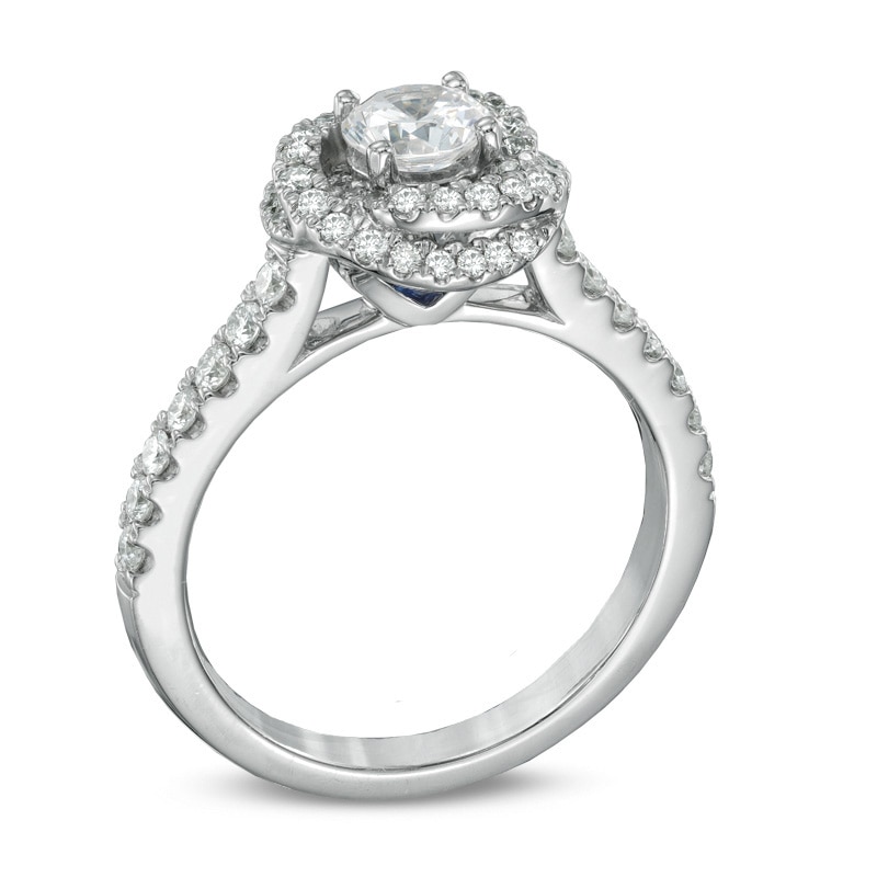 Main Image 2 of Previously Owned - Vera Wang Love Collection 1 CT. T.W. Diamond Swirl Frame Engagement Ring in 14K White Gold
