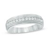 Thumbnail Image 1 of Previously Owned - Men's 1/4 CT. T.W. Diamond Milgrain Anniversary Band in 14K White Gold