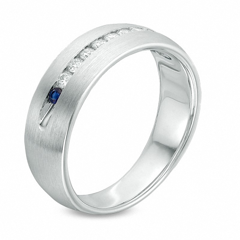 Main Image 2 of Previously Owned - Vera Wang Love Collection Men's 1/4 CT. T.W. Diamond Wedding Band in 14K White Gold