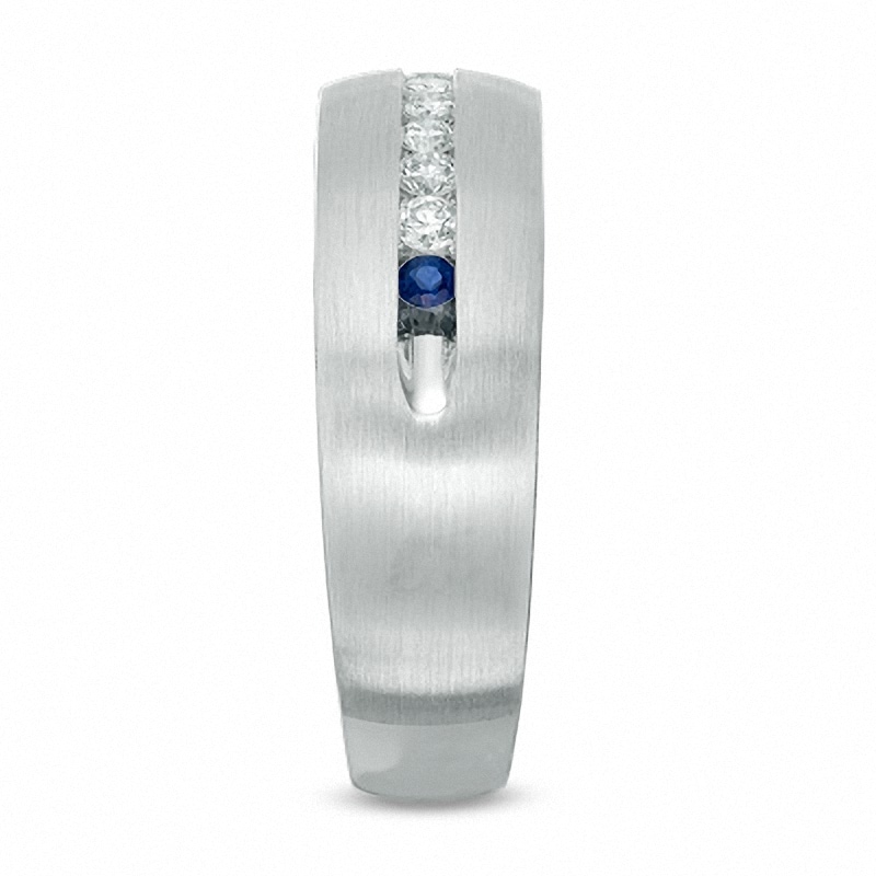 Main Image 3 of Previously Owned - Vera Wang Love Collection Men's 1/4 CT. T.W. Diamond Wedding Band in 14K White Gold