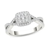 Thumbnail Image 0 of Previously Owned - 3/8 CT. T.W. Composite Diamond Square Frame Crossover Engagement Ring in 14K White Gold