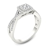 Thumbnail Image 1 of Previously Owned - 3/8 CT. T.W. Composite Diamond Square Frame Crossover Engagement Ring in 14K White Gold