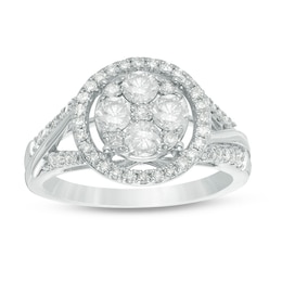 Previously Owned - 1 CT. T.W. Composite Diamond Frame Engagement Ring in 10K White Gold