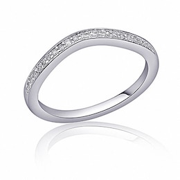 Previously Owned - 1/10 CT. T.W. Diamond Contoured Wedding Band in 14K White Gold