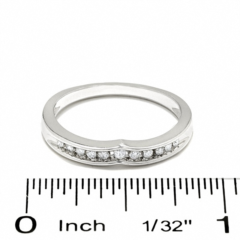 Previously Owned - 1/10 CT. T.W. Diamond Contoured Wedding Band in 14K White Gold