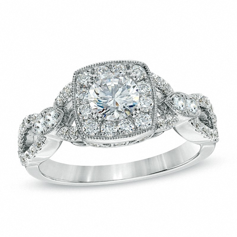Previously Owned - Celebration Grand® 1-1/4 CT. T.W. Diamond Vintage-Style Engagement Ring in 14K White Gold (H-I/I1)