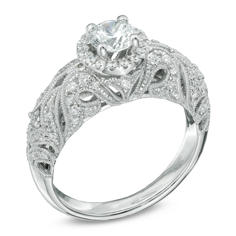 Previously Owned - 1 CT. T.W. Diamond Vintage-Style Engagement Ring in 14K White Gold