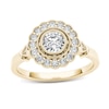 Thumbnail Image 1 of Previously Owned - 5/8 CT. T.W. Diamond Frame Vintage-Style Engagement Ring in 14K Gold