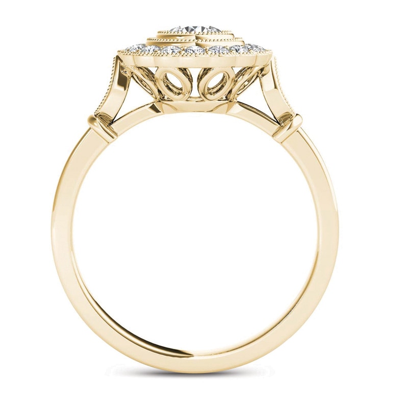 Main Image 3 of Previously Owned - 5/8 CT. T.W. Diamond Frame Vintage-Style Engagement Ring in 14K Gold