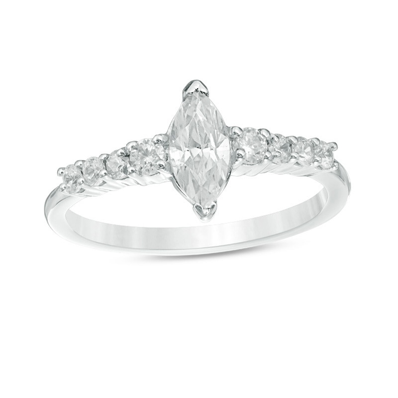Previously Owned - 3/4 CT. T.W. Marquise Diamond Engagement Ring in 10K White Gold