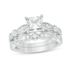 Thumbnail Image 0 of Previously Owned 1 CT. T.W. Princess-Cut Diamond Vintage-Style Soldered Bridal Set in 14K White Gold