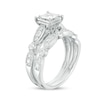 Thumbnail Image 1 of Previously Owned 1 CT. T.W. Princess-Cut Diamond Vintage-Style Soldered Bridal Set in 14K White Gold