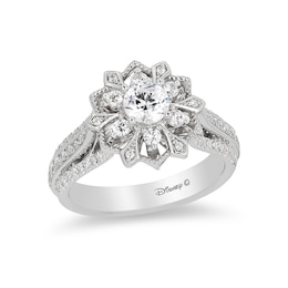 Previously Owned - Enchanted Disney Elsa 1 CT. T.W. Diamond Snowflake Frame Engagement Ring in 14K White Gold