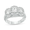 Thumbnail Image 1 of Previously Owned - 3 CT. T.W. Oval Diamond Past Present Future® Frame Engagement Ring in 14K White Gold