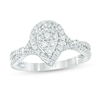 Thumbnail Image 0 of Previously Owned - 1/2 CT. T.W. Composite Diamond Pear-Shaped Frame Split Shank Ring in 10K White Gold