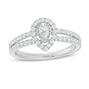 Thumbnail Image 1 of Previously Owned - 3/4 CT. T.W. Pear-Shaped Diamond Frame Vintage-Style Engagement Ring in 10K White Gold