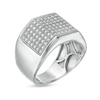 Thumbnail Image 2 of Previously Owned - Men's 1/3 CT. T.W. Diamond Multi-Row Geometric Ring in Sterling Silver
