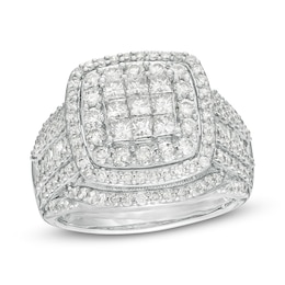 Previously Owned - 2 CT. T.W. Composite Diamond Frame Vintage-Style Engagement Ring in 10K White Gold