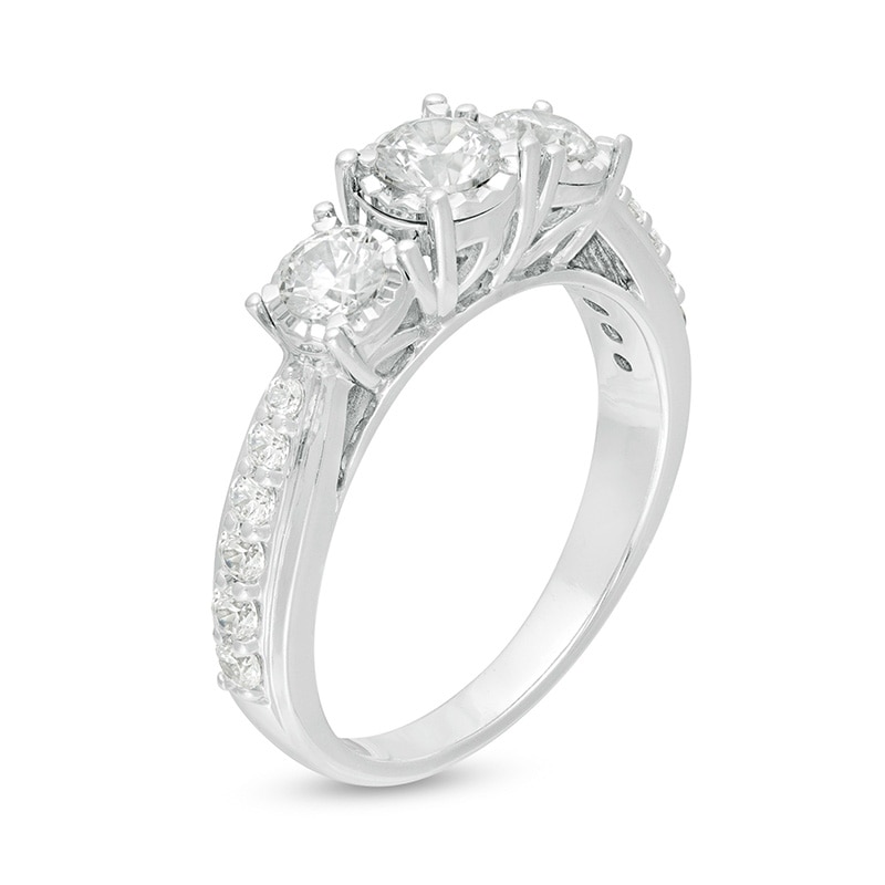 Main Image 2 of Previously Owned - 1 CT. T.W. Diamond Past Present Future® Engagement Ring in 14K White Gold