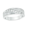 Thumbnail Image 0 of Previously Owned - Men's 1/4 CT. T.W. Diamond Seven Stone Slant Wedding Band in 10K White Gold