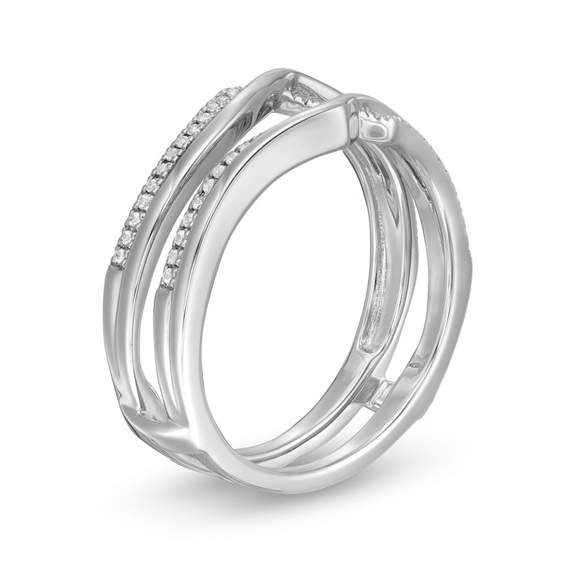 Main Image 2 of Previously Owned - 1/8 CT. T.W. Diamond Crossover Solitaire Enhancer in 14K White Gold