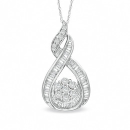 Previously Owned - 1 CT. T.W. Diamond Wrapped Flower Pendant in 10K White Gold