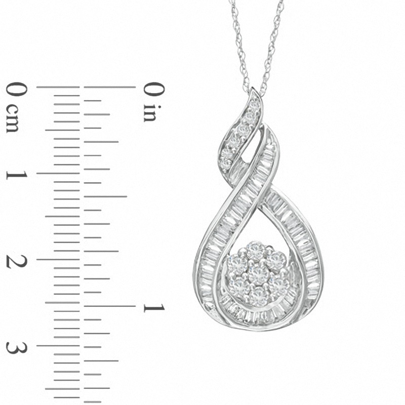 Main Image 2 of Previously Owned - 1 CT. T.W. Diamond Wrapped Flower Pendant in 10K White Gold