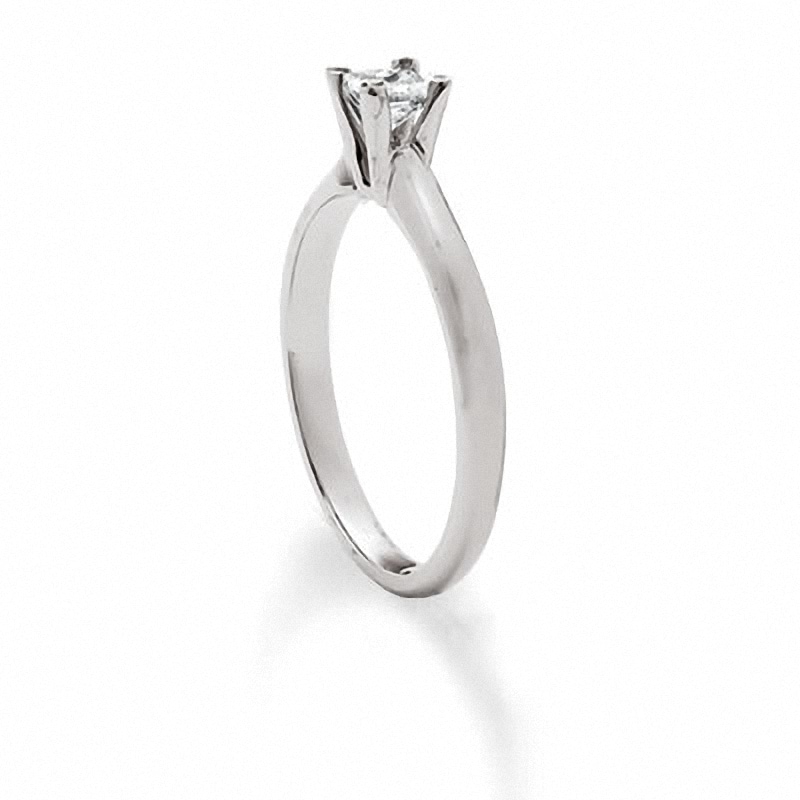 Previously Owned - 1/2 CT. Square-Cut Diamond Solitaire Engagement Ring in 18K White Gold - Signature Collection