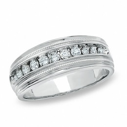 Previously Owned - Men's 1/2 CT. T.W. Diamond Eleven Stone Ring in 14K White Gold