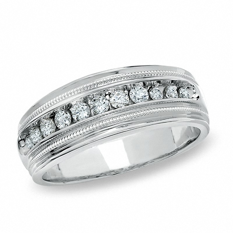 Main Image 1 of Previously Owned - Men's 1/2 CT. T.W. Diamond Eleven Stone Ring in 14K White Gold