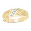 Thumbnail Image 0 of Previously Owned - Men's 1/10 CT. T.W. Diamond Three Stone Slant Ring in 10K Gold