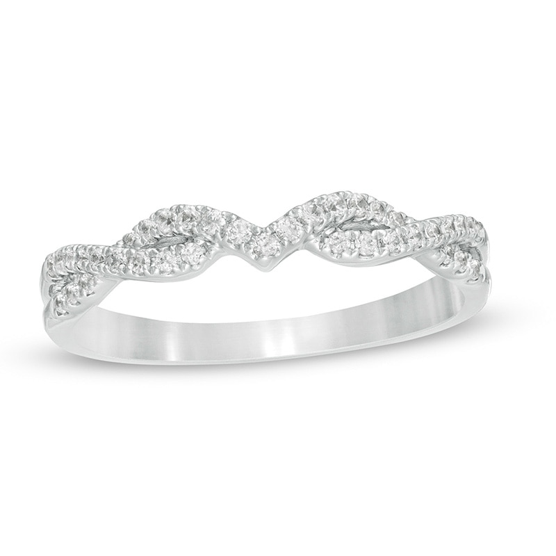 Previously Owned - 1/5 CT. T.W. Diamond Twist Shank Anniversary Band in 14K White Gold