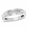 Thumbnail Image 1 of Previously Owned - Men's 1/10 CT. T.W. Diamond Milgrain Wedding Band in 10K White Gold