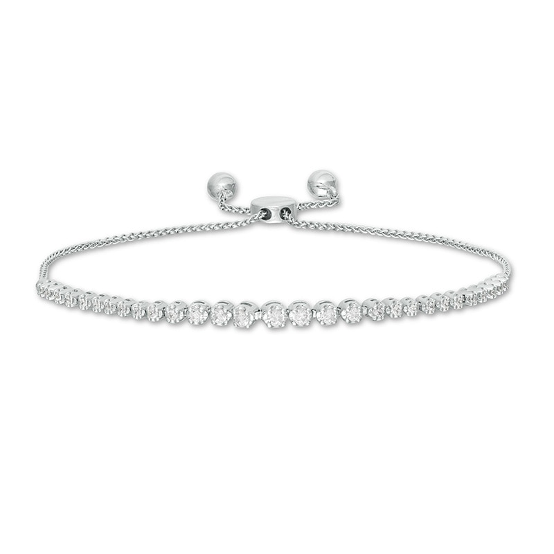 Previously Owned - Marilyn Monroe™ Collection 1/2 CT. T.W. Journey Diamond Bolo Bracelet in 10K White Gold - 9.5"