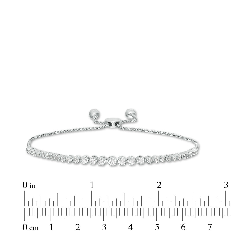 Previously Owned - Marilyn Monroe™ Collection 1/2 CT. T.W. Journey Diamond Bolo Bracelet in 10K White Gold - 9.5"