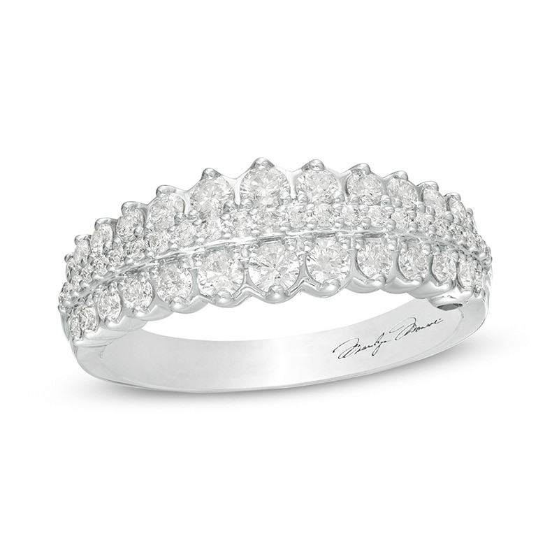 Previously Owned - Marilyn Monroe™ Collection 3/4 CT. T.W. Diamond Scallop-Edge Anniversary Band in 14K White Gold