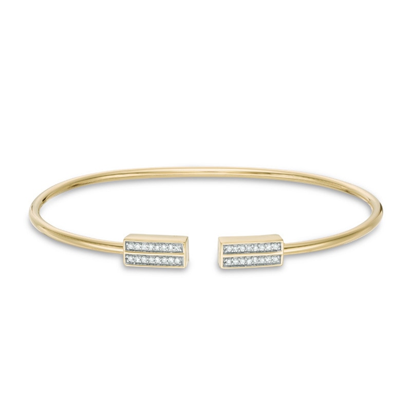 Main Image 1 of Previously Owned - 1/6 CT. T.W. Diamond Double Row Flex Bangle in 10K Gold