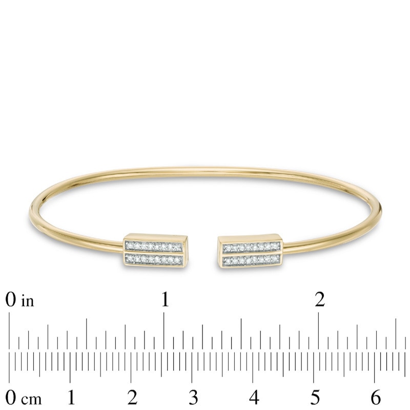 Main Image 2 of Previously Owned - 1/6 CT. T.W. Diamond Double Row Flex Bangle in 10K Gold