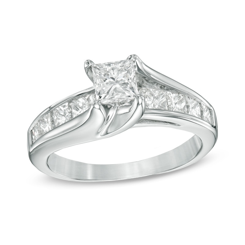 Main Image 1 of Previously Owned - 2 CT. T.W. Princess-Cut Diamond Bridge Band in 14K White Gold